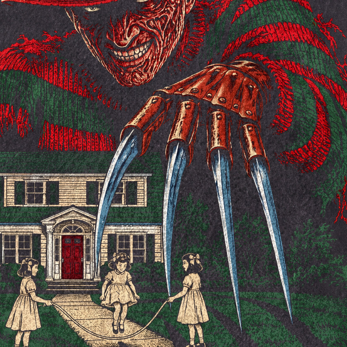 Never Sleep Again — Freddy Krueger Vintage Tee - print detail