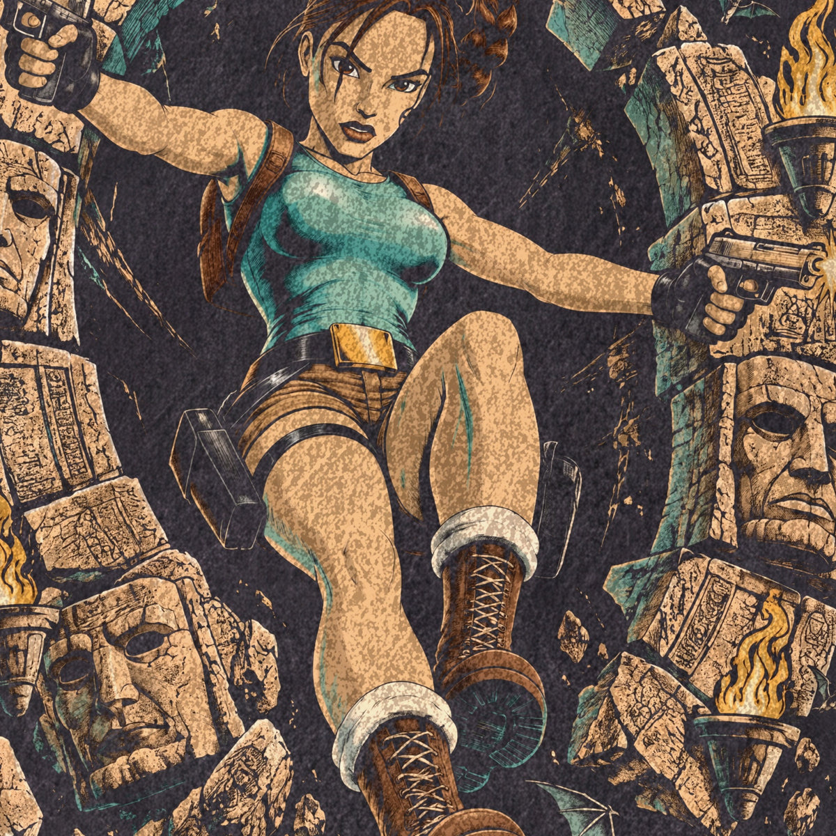 The Tomb — Lara Croft Vintage Tee - print detail